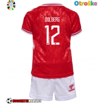 Otroške Nogometnih dresov Danska Kasper Dolberg #12 Domači EP 2024 Kratki rokavi (+ hlače)